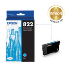 Epson - T822 Cartouche d'encre - Capacité standard - Cyan-Manipulation sans souci - impressions résistantes au maculage, à la décolouration et à l’eau