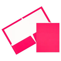 JAM Paper - Chemises de présentation brillantes laminées à deux pochettes - fuchsia rose vif - Paquet de 6-Couleur rose