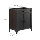 Modway - Steamforge 30" Armoire de toilette de salle de bain (lavabo non inclus) - Noyer noir-Charnières pivotantes