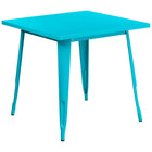 Table carrée en métal de 31,5 po pour intérieur/extérieur, bleu sarcelle cristal (ET-CT002-1-CB-GG)-Table de café en métal