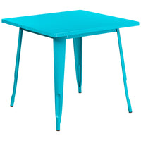 Table carrée en métal de 31,5 po pour intérieur/extérieur, bleu sarcelle cristal (ET-CT002-1-CB-GG)-Table de café en métal