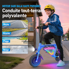 Gyrocopters - Trottinette électrique pour enfants Radi8 - Vitesse 25 km/h - Autonomie 20 km - Éclairage LED - Bleu-Le Radi8 offre une autonomie impressionnante allant jusqu'à 25 km avec une seule charge, permettant de profiter de longues heures de plaisir en plein air avant de devoir le rebrancher