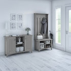 Bush Furniture Salinas Armoire de rangement décorative avec portes Gris Cape Cod (SAS147CG-03)-Quincaillerie élégante en métal avec finition en étain poli