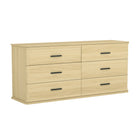 Manhattan Comfort - Commode double traditionnelle Clifford à 6 tiroirs - Chêne naturel-Bords arrondis : des contours doux ajoutent un attrait visuel et un aspect lisse et soigné