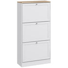 HOMCOM - Armoire à chaussures moderne avec 3 tiroirs rabattables pour 12 à 18 paires - blanc-Trois tiroirs basculants peuvent contenir 12 à 18 paires de chaussures jusqu'à la taille CA 11 