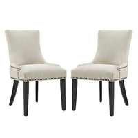 Modway - Marquis Tissu Fauteuil d’appoint de salle à manger Ensemble de 2 - Beige-Cadre en bois massif