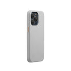 General Supply Goods + Co Vegan Leather Case with Metallic Buttons and MagSafe Compatible for iPhone 13/13 Pro - Silver Grey-Ton gris