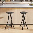 HOMCOM - Tabourets de bar pliants 24 po avec repose-pieds - noir - paquet de 2-Fabriqué en tubes d'acier avec revêtement en poudre et MDF de 0,6 po (1,5 cm) d'épaisseur, avec patins antidérapants et goupille de sécurité pour une stabilité accrue 
