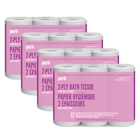Perk - Papier hygiénique 2 épaisseurs - 242 feuilles par rouleau - 4 Paquets de 12 Rouleaux - 48 Rouleaux-48 rouleaux doubles de papier hygiénique 2 épaisseurs