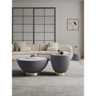 Manhattan Comfort - Ensemble de 3 tables : table basse et tables d’appoint Anderson modernes, revêtement similicuir gris-Table basse et table d’appoint avec un magnifique plateau en céramique effet marbre