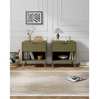 Manhattan Comfort - DUMBO Table de nuit moderne 1 tiroir 51 cm - Vert olive - Lot de 2-Comprend 1 tiroir à extension totale avec tiroir supérieur au design à rainures verticales