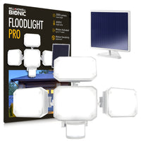 Bell + Howell - Bionic Floodlight Pro Lampes solaires d’extérieur avec détecteur de mouvement DEL-Un flot de lumière brillant dès que le mouvement est détecté. les 4 panneaux lumineux réglables s’étendent sur 15,75 pouces de large et fournissent 1000 ou 2000 lumens de lumière du jour de 6500K
