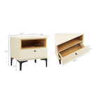 Manhattan Comfort - Lot de 2 tables de chevet modernes Amara 39,4" - Crème et chêne naturel-Caractéristiques : casier ouvert à cadre interne avec pieds en métal noir pour le design et la durabilité
