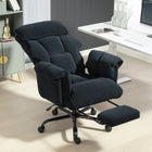 HOMCOM - Chaise d’ordinateur inclinable avec repose-pieds - noir-Le tissu flanelle doux pour la peau assure une assise respirante et confortable