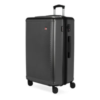 Swiss Gear - Grande valise pivotante 84 po - gris foncé -Poignée télescopique escamotable avec activation facile par le pouce du bouton de verrouillage