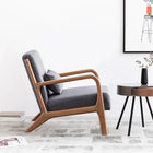 Ebello - Hertford Fauteuil d’appoint 26 po bois massif milieu de siècle avec coussin extra, gris-6