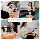 ShoppingAll - Pouf avec support réglable pour tablette - Coussin et oreiller - Orange-Utilisation Polyvalente 2-En-1 - Fonctionne à la fois comme support de tablette et bureau portable—fixez le bras pour une utilisation mains libres ou retirez-le pour le transformer en support confortable pour livres et ordinateurs portables.