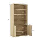 Manhattan Comfort - Rivington bibliothèque moderne à 4 étagères avec armoire 40" - Chêne naturel-Portes épurées sans poignées avec découpes intégrées pour un aspect moderne et élégant