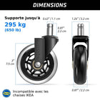 MotionGrey - Roues pour chaise de bureau - Roues de remplacement style rollerblade - Noir - Lot de 12-6