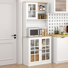 HOMCOM - Armoire de cuisine avec 3 compartiments, 2 étagères ouvertes et plan de travail - blanc-Une étagère réglable dans l'armoire supérieure permet des options de rangement flexibles 