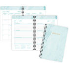 Staples - Agenda scolaire hebdomadaire/mensuel marbre 2024-2025 - 5 1/2 po x 8 1/2 po - sarcelle - bilingue-Reliure à double spirale résistante aux accrocs et qui repose à plat pour une utilisation facile