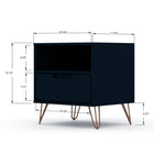 Manhattan Comfort - Rockefeller Table de Nuit 1 Tiroir Style Mid-Century Modern 51 cm - Tatiana Bleu Minuit - Lot de 2-Choisissez le design de votre poignée lorsque le produit est chez vous Option pour une poignée découpée ou un look affleurant