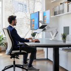 ShoppingAll - Support double pour moniteur VESA et ordinateur portable avec bras à ressort à gaz entièrement réglable et pince de bureau - Blanc-8