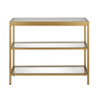 Hudson&Canal - Console Alexis 91 cm (36 po) - Laiton-Comprend un plateau et des étagères en verre trempé