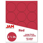 JAM Paper - Sceaux autocollants ronds, 2,5 po de diamètre, rouge, 120/paquet (147628585)-Sceaux autocollants ronds rouges
