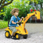 HOMCOM - Pelle mécanique ride-on pour enfants - jaune-Godet de creusage entièrement contrôlable avec bras et articulations flexibles 