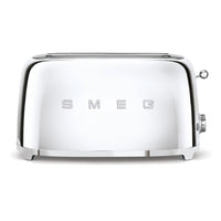 SMEG - Toaster Rétro À Long Slot 4 Tranches - Argent-12 niveaux de grillage différents pour de meilleurs résultats , fonction de décongélation , fonction de réchauffage , fonction bagel pour griller uniquement un côté de la tranche.
