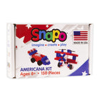 Snapo - Kit de blocs de construction Americana fabriqué aux USA - 150 pièces-Ce kit comprend 150 pièces : blocs standards, roues, hélices, blocs spéciaux (essieux, pentes, etc.)