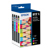 Epson - Pack combiné de cartouches d'encre 812 DURABrite Ultra - Haute capacité - Noir/Couleur-Le système d’impression Epson est particulièrement conçu pour être utilisé avec les encres d’origine Epson. L’utilisation d’encres non authentiques peut entraîner des dommages qui ne sont pas couverts par la garantie limitée de l’imprimante. 