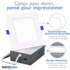 Impotek - Luminaire encastré au plafond carré DEL 4 po 9W 5CCT gradable – Paquet de 4-Luminosité exceptionnelle et gradation réglable - Illuminez votre espace avec le summum de la technologie LED. Notre lumière de plafond encastrée offre des lumens supérieurs pour une luminosité inégalée tout en maintenant une efficacité énergétique de seulement 9 watts pour 800 lumens. Profitez d’une gradation fluide de 5 % à 100 %, garantissant une compatibilité avec une large gamme de gradateurs sur le marché. Veuillez n