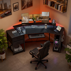 HOMCOM - bureau de jeu industriel 79 po avec éclairage RGB et ports USB - noir-Patins de pieds réglables assurant une mise à niveau stable sur les sols irréguliers