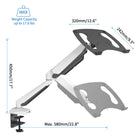 ShoppingAll - Support pour ordinateur portable entièrement réglable avec ressort à gaz, blanc-Conçu pour offrir une grande flexibilité dans l'optimisation de la position de votre ordinateur portable ou de votre écran. Peut s'incliner de +90° à -85°, pivoter de ±90° et tourner de 360°.