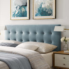 Modway - Emily Biscuit Touffé Performance Velvet Tête de lit King, Bleu clair-Tissu résistant aux taches durable