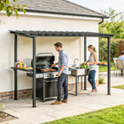 Outsunny - Tonnelle à toit rigide de 12 pi sur 6 pi pour barbecue ...