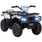 Aosom - VTT enfant 12 V à batterie avec musique, lumières LED et pneus à crampons - Blanc-Comprend trois phares à DEL et de la musique pour offrir une expérience de conduite réaliste 