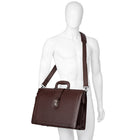 Mancini - Milan Porte-documents plaideur pour portable 17.3" - Brun-Brun, Cuir de vachette pleine fleur teint au tambour