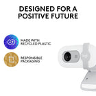 Logitech - Brio 100 Webcam Full HD - Blanc cassé-Dimensions: 2,87 po L x 1,26 po H x 2,62 po P