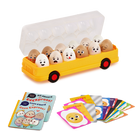 Battat - Education Oeufs d’association et d’apprentissage-Oeufs d’association : Une douzaine d’œufs amusants dans un bus pour faire des associations, bouger, apprendre et s’amuser
