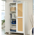 Sauder - Meuble de rangement Isabella Isle - Blanc-Design élégant: Les façades de porte comportent un insert décoratif en rotin