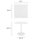 Modway - Lippa 28 po Carré Bois Table à manger, Blanc-Plateau de table en MDF laqué