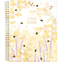 Mead - Agenda scolaire hebdomadaire/mensuel abeille lavande 2025-2026 - 11 po H x 8 1/2 po l - jaune/lavande - bilingue-15 mois : juillet 2025 à septembre 2026 + 3 pages mensuelles de octobre, novembre et décembre