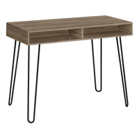 Monarch Specialties - 7772 Bureau 40 po - Taupe Fonce/Metal Noir-Bureau d'ordinateur fini en faux bois taupe foncé avec 2 compartiments de rangement ouvertes