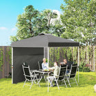 Outsunny - Tente auvent pliante 8 pi l x 8 pi L avec paroi latérale - Sac de transport - Gris foncé-Équipé d'un sac pratique pour un déplacement facile