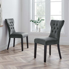 Modway - Silhouette Performance Velvet Chaises de salle à manger Ensemble de 2 - Gris-Rembourrage en mousse dense pour le confort