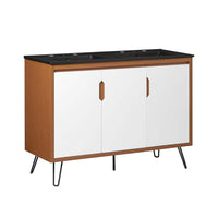 Modway - Energize Double évier 48" Vanette de salle de bain - Noir blanc cerise-Vanité de salle de bain moderne du milieu du siècle