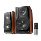 Edifier - S3000MKII Enceinte de bibliothèque active 2.0 audiophile avec connexion à entrées multiples - Brun-Découvrez la flexibilité de la connexion sans fil des haut-parleurs gauche et droit via une connexion double bande propriétaire 5,8 GHz/5,2 GHz, garantissant une transmission audio non compressée et une synchronisation en temps réel